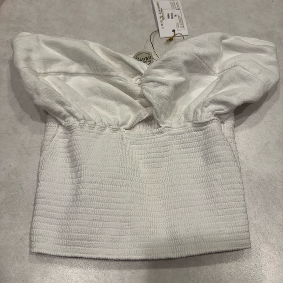 Blanco By Nature Tops - Melanie White Strapless Smocked Bustier Crop Top